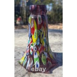 SUPER RARE Vintage Italian Murano Hand-Blown Mille Fiori Amethyst Lampshades