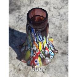 SUPER RARE Vintage Italian Murano Hand-Blown Mille Fiori Amethyst Lampshades