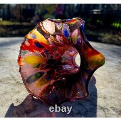 SUPER RARE Vintage Italian Murano Hand-Blown Mille Fiori Amethyst Lampshades