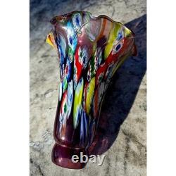 SUPER RARE Vintage Italian Murano Hand-Blown Mille Fiori Amethyst Lampshades