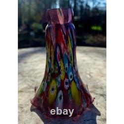 SUPER RARE Vintage Italian Murano Hand-Blown Mille Fiori Amethyst Lampshades