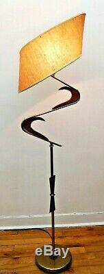 SUPERB Vtg 1950s Retro ATOMIC Mcm Z Majestic style Floor LAMP Fiberglass SHADE