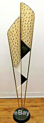 SUPERB Vtg 50s Retro ATOMIC Mcm MAJESTIC Era Floor LAMP #1/2 withAsymmetric SHADES