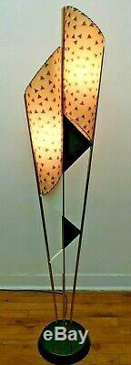 SUPERB Vtg 50s Retro ATOMIC Mcm MAJESTIC Era Floor LAMP #1/2 withAsymmetric SHADES