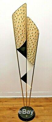 SUPERB Vtg 50s Retro ATOMIC Mcm MAJESTIC Era Floor LAMP #1/2 withAsymmetric SHADES