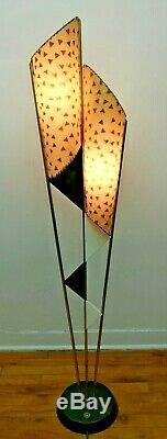 SUPERB Vtg 50s Retro ATOMIC Mcm MAJESTIC Era Floor LAMP #1/2 withAsymmetric SHADES