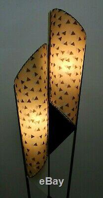 SUPERB Vtg 50s Retro ATOMIC Mcm MAJESTIC Era Floor LAMP #1/2 withAsymmetric SHADES