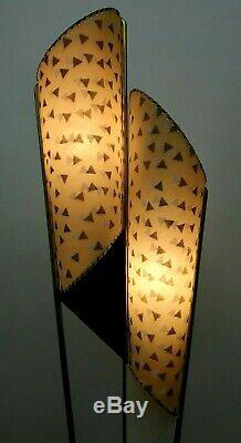 SUPERB Vtg 50s Retro ATOMIC Mcm MAJESTIC Era Floor LAMP #1/2 withAsymmetric SHADES