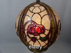 Scarce John Morgan & Sons Reverse Painted Stained Glass Painted Panel Lamp Shade