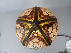 Scarce John Morgan & Sons Reverse Painted Stained Glass Painted Panel Lamp Shade