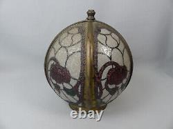 Scarce John Morgan & Sons Reverse Painted Stained Glass Painted Panel Lamp Shade