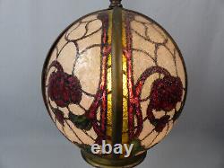 Scarce John Morgan & Sons Reverse Painted Stained Glass Painted Panel Lamp Shade