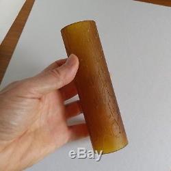 Scarce Vintage Amber Crackle Glass 6 Cylinder Deco Frankart Nude Lamp Shade