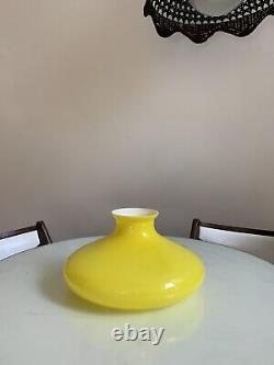 Scarce Vintage Yellow Tam O Shanter Cased Glass Lamp Shade 10 Fitter