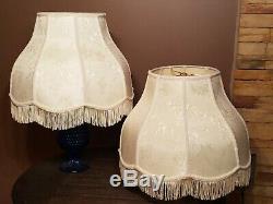 Set 2 Vintage Cream Floral Victorian Fringe Lamp Light Shades