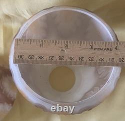 Set 3 Art Deco Beige & White Leaf Satin Glass Shades For Ceilings Light Fixture