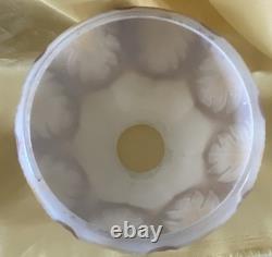 Set 3 Art Deco Beige & White Leaf Satin Glass Shades For Ceilings Light Fixture