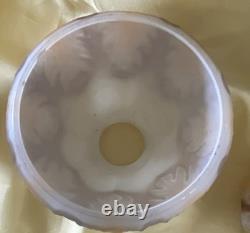 Set 3 Art Deco Beige & White Leaf Satin Glass Shades For Ceilings Light Fixture