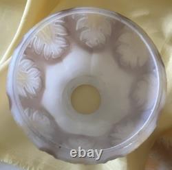 Set 3 Art Deco Beige & White Leaf Satin Glass Shades For Ceilings Light Fixture