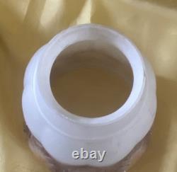 Set 3 Art Deco Beige & White Leaf Satin Glass Shades For Ceilings Light Fixture