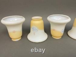Set 5 Art Deco Lamp Shades Satin Glass Stenciled Embossed 1920's/ 30's 2.25 fit