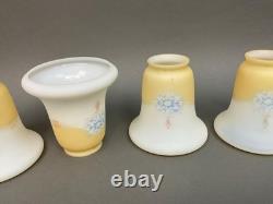 Set 5 Art Deco Lamp Shades Satin Glass Stenciled Embossed 1920's/ 30's 2.25 fit
