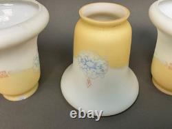 Set 5 Art Deco Lamp Shades Satin Glass Stenciled Embossed 1920's/ 30's 2.25 fit