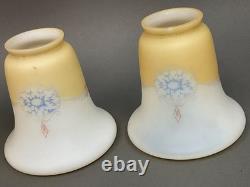 Set 5 Art Deco Lamp Shades Satin Glass Stenciled Embossed 1920's/ 30's 2.25 fit