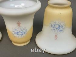 Set 5 Art Deco Lamp Shades Satin Glass Stenciled Embossed 1920's/ 30's 2.25 fit