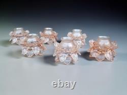 Set 6 Vintage Pink glass tulip shade replacement chandelier lamp sconces