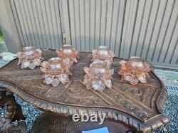Set 6 Vintage Pink glass tulip shade replacement chandelier lamp sconces