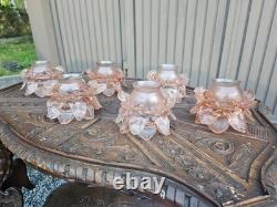 Set 6 Vintage Pink glass tulip shade replacement chandelier lamp sconces