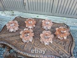 Set 6 Vintage Pink glass tulip shade replacement chandelier lamp sconces