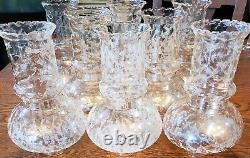 Set 8 Heavily Frosted Glass Hurricane Shade Globes for Chandelier Vintage rare