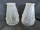 Set Of 2 Antique Signed Charles Schneider Art Deco Glass Shades Frosted White