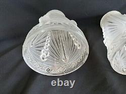 Set Of 2 Antique Signed Charles Schneider Art Deco Glass Shades Frosted White