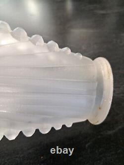 Set Of 2 Antique Signed Charles Schneider Art Deco Glass Shades Frosted White