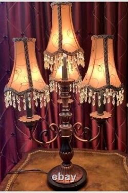 Set Of 2 vintage tierred table lamp 4 beaded shades On Ea. Copper Black 30