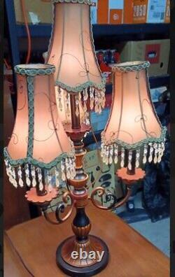 Set Of 2 vintage tierred table lamp 4 beaded shades On Ea. Copper Black 30