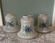 Set Of 3 Vintage Reverse Painted Floral Glass Bell Shape Lamp Light Shades 5 H