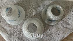 Set Of 3 Vintage Reverse Painted Floral Glass Bell Shape Lamp Light Shades 5 H