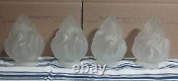 Set Of 4 Vintage Frost Glass Flame Torch Shade Replacement Sconce, Chandelier