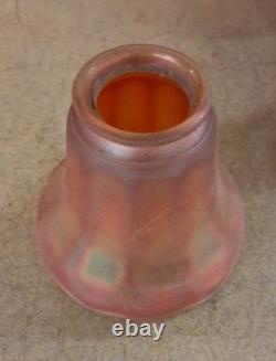 Set Of 4 Vintage Nuart Style Fluted Satin Marigold Carnival Glass Shades-2-1/4