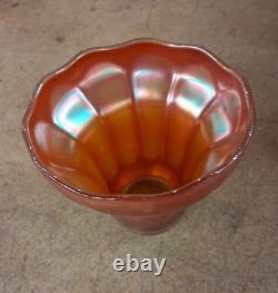 Set Of 4 Vintage Nuart Style Fluted Satin Marigold Carnival Glass Shades-2-1/4