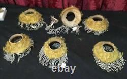 Set Of 6 Vintage Antique Candle Lamp Shades With Mini Czech Style Beads Parts