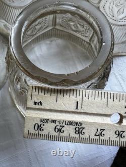 Set Of Four Antique Champagne Pressed Glass Lampshades 1920s Bow Garland 2 1/4