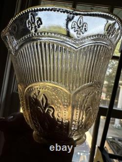 Set Of Four Antique Champagne Pressed Glass Lampshades 1920s Bow Garland 2 1/4