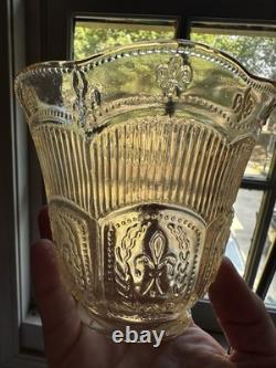Set Of Four Antique Champagne Pressed Glass Lampshades 1920s Bow Garland 2 1/4