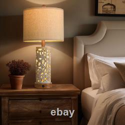 Set of 2 Vintage 22'' Table Lamps with USB Ports for Living Room & Bedroom