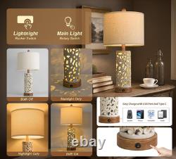 Set of 2 Vintage 22'' Table Lamps with USB Ports for Living Room & Bedroom Set of 2 Vintage 22'' Table Lamps with USB Ports for Living Room & Bedroom